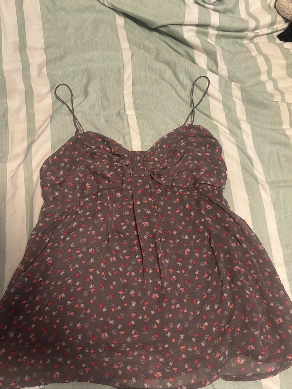 American Eagle Outfitters Charcoal Floral Spaghetti Strap Camisole